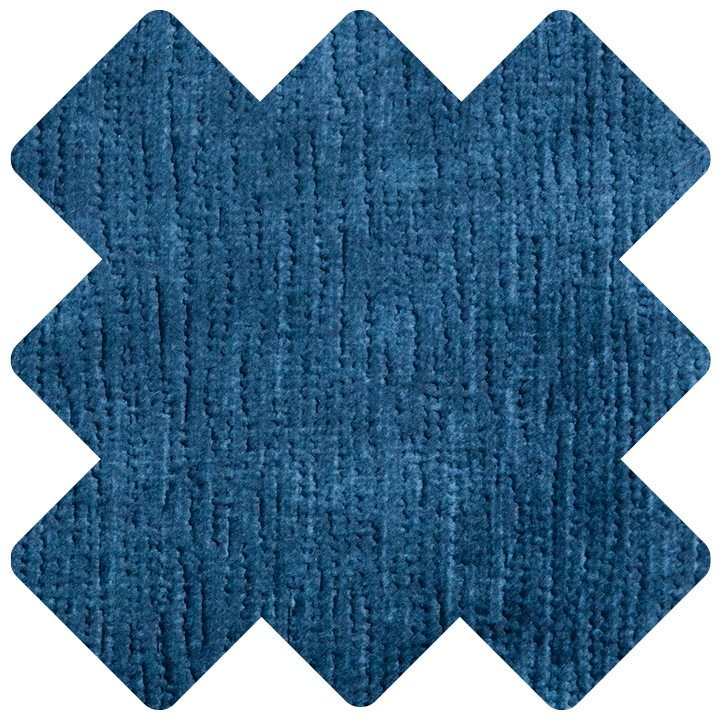 Stofstaal blauwe velvet stof met structuur.